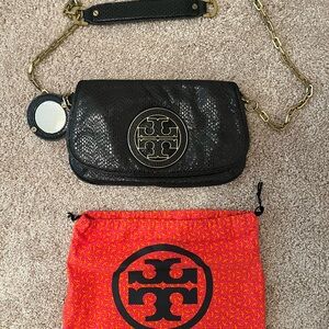 Tory Burch Black and Gold Crossbody Bag with Dust Bag